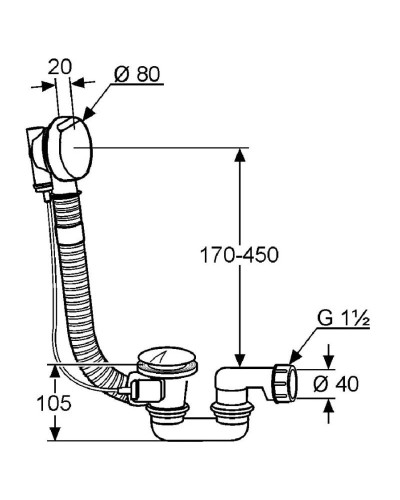Слив-перелив для ванны Kludi Rotexa 2000 2140705-00