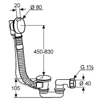 Слив-перелив для ванны Kludi Rotexa 2000 2140905-00
