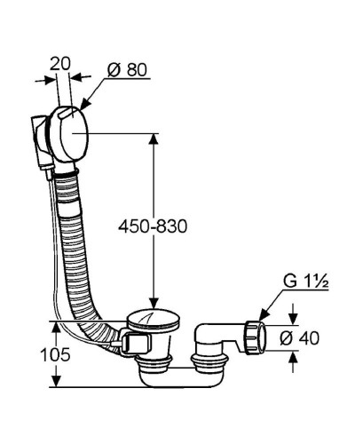 Слив-перелив для ванны Kludi Rotexa 2000 2140905-00
