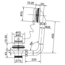 Слив-перелив для ванны BelBagno BB-OVF-02-ORO