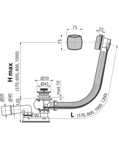 Слив-перелив для ванны AlcaPlast A55K NEW