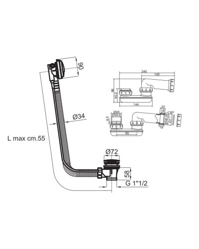 Слив-перелив для ванны Noken Next N780000008
