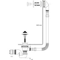 Слив-перелив для ванны McALPINE BRASSTRAP-50-AB