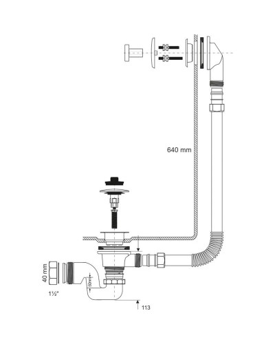 Слив-перелив для ванны McALPINE BRASSTRAP-50-AB
