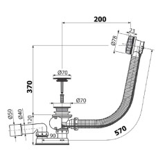 Слив-перелив Alcaplast AG210125260 (A55KM) полуавтомат Хром