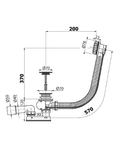 Слив-перелив Alcaplast AG210125260 (A55KM) полуавтомат Хром