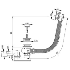 Слив-перелив Alcaplast A55K-80-RU-01 полуавтомат Хром
