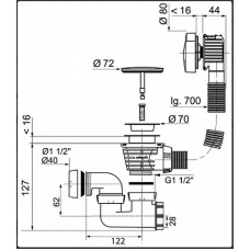 Слив-перелив Jacob Delafon E6D159-CP полуавтомат Хром Черный