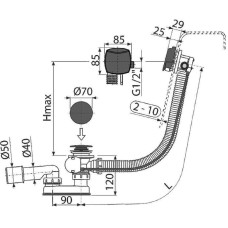 Слив-перелив Alcaplast A564BLACK полуавтомат с наливом Черный матовый