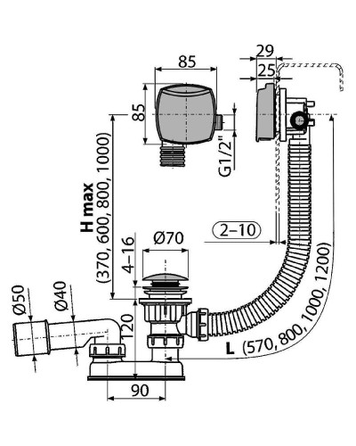 Слив-перелив Alcaplast A508CKM Click-Clack Хром