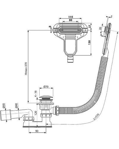 Слив-перелив Alcaplast A516CKM Click-Clack Хром