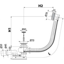 Слив-перелив Alcaplast A55ANTIC-80-RU-01 полуавтомат Бронза
