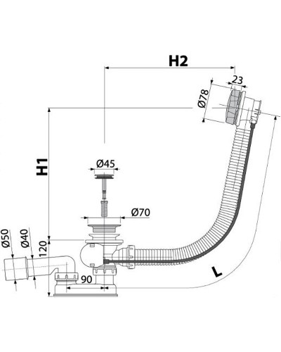 Слив-перелив Alcaplast A55ANTIC-80-RU-01 полуавтомат Бронза