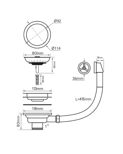 Слив-перелив для кухонной мойки Paulmark PM6022-BG Брашированное золото