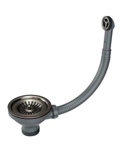 Слив-перелив для кухонной мойки Paulmark PM6022-GM Вороненая сталь