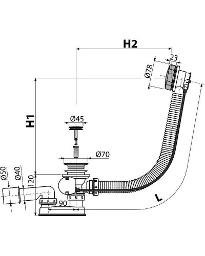 Слив-перелив Alcaplast AG210125160 (A55KNEW) полуавтомат Хром