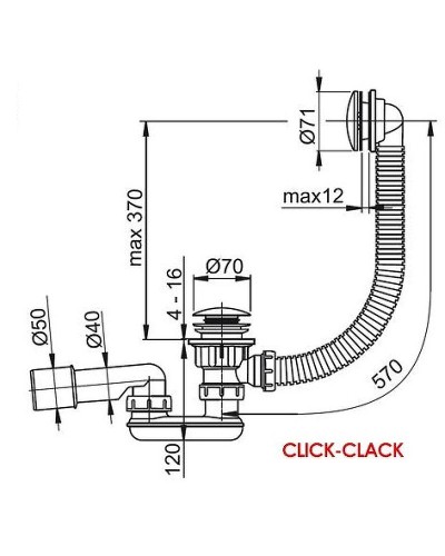Слив-перелив Ravak X01377 click-clack Хром