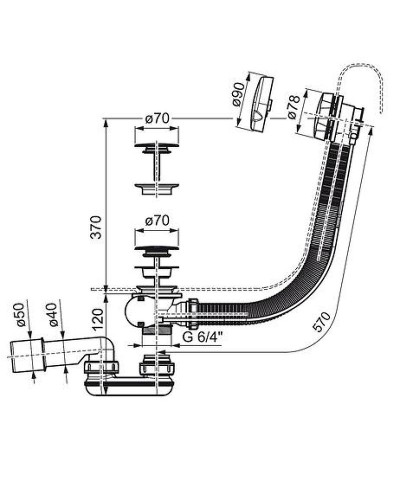 Слив-перелив Ravak X01305 полуавтомат Хром