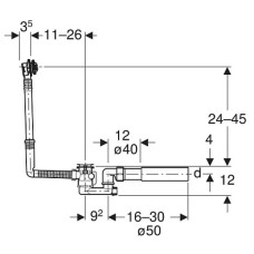Слив-перелив для ванны Geberit 150.520.21.6