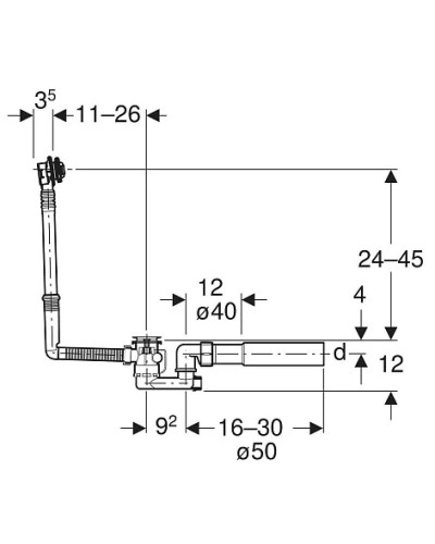 Слив-перелив для ванны Geberit 150.520.21.6