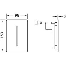 Клавиша смыва Tece Filo-Solid 7,2В 9242039 для писсуара Нержавеющая сталь, Сатин