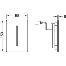 Клавиша смыва Tece Filo-Solid 7,2В 9242039 для писсуара Нержавеющая сталь, Сатин
