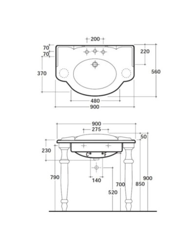 Нога керамическая Globo Paestum PA075.BI