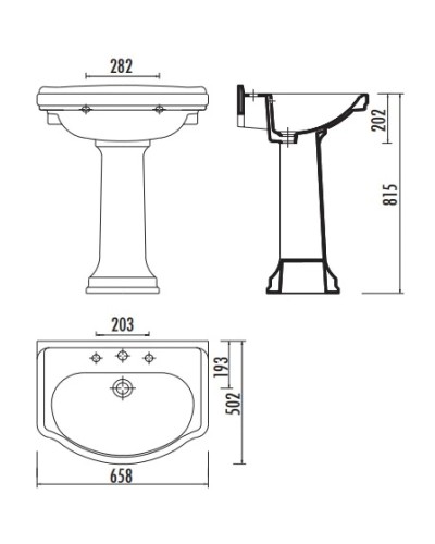 Пьедестал для раковины Creavit Klasik KL250-00CB00E-0000Пьедестал