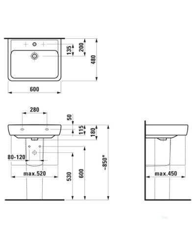 Полупьедестал для раковины Laufen Pro 8.1995.1.000.000.1