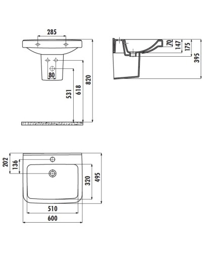 Полупьедестал для раковины Creavit Lara LR260-00CB00E-0000