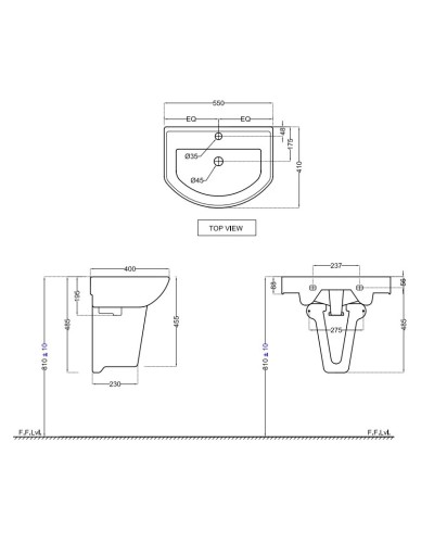 Полупьедестал для раковины Jaquar Continental CNS-WHT-305