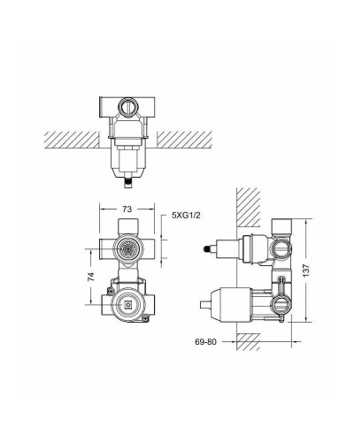 Скрытая часть для смесителя Bravat Built-in D982CP-B-RUS G 1/2