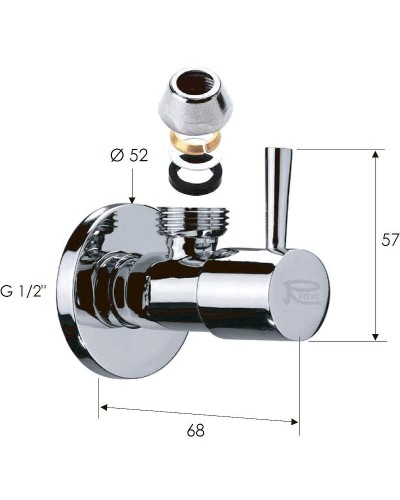 Запорный вентиль Remer 128L1210 Хром