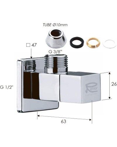 Запорный вентиль Remer 128S1210 Хром