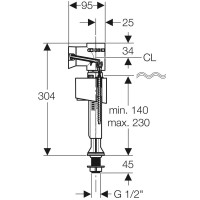 Впускной клапан 1/2" подвод воды снизу, тип 340 Geberit 136.732.00.1
