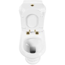 Сидение белое с механизмом Soft Close петли золото Cezares King Palace CZR-T-163-M-S-G