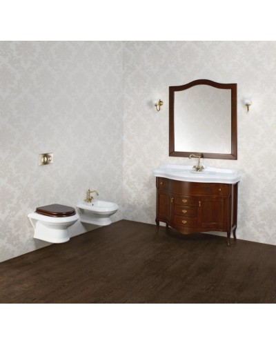 Сидение деревянное орех с механизмом Soft Close петли бронза Cezares King Palace CZR-T-163-W-S-BR