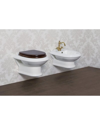 Сидение деревянное орех с механизмом Soft Close петли бронза Cezares King Palace CZR-T-163-W-S-BR