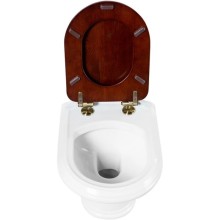 Сидение деревянное орех с механизмом Soft Close петли бронза Cezares King Palace CZR-T-163-W-S-BR