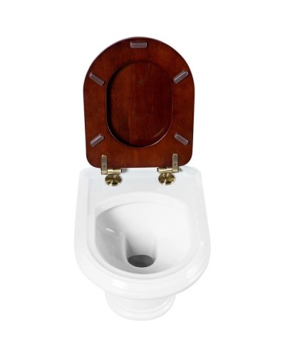 Сидение деревянное орех с механизмом Soft Close петли бронза Cezares King Palace CZR-T-163-W-S-BR