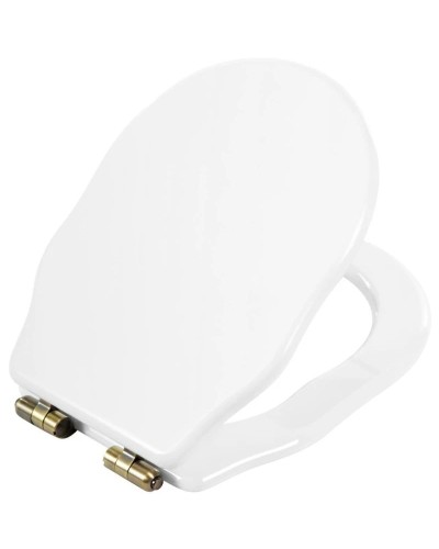 Сидение белое с механизмом Soft Close петли бронза BelBagno Boheme BB115SCM-BRN