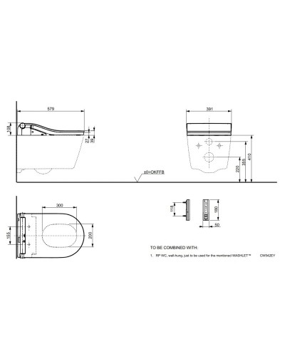 Электронная крышка-биде для унитаза с микролифтом Toto RW TCF801CG#NW1