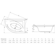 Панель фронтальная 170 см L Excellent Aquarella OBEX.ARL17WH