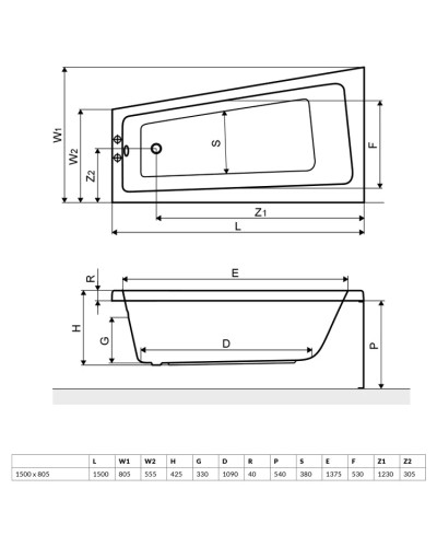 Торцевая панель 55,5 см Excellent Ava Comfort OBEX.AVB15WH