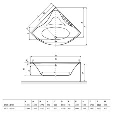 Панель фронтальная 140 Excellent Glamour OBEX.GLA14WH