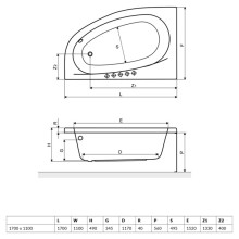 Панель фронтальная 170 см L Excellent Kameleon OBEX.KML17WH