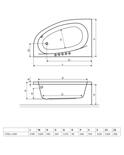 Панель фронтальная 170 см R Excellent Kameleon OBEX.KMP17WH
