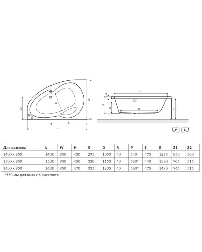 Панель фронтальная 140 см R Excellent Newa Plus OBEX.CRP14WH