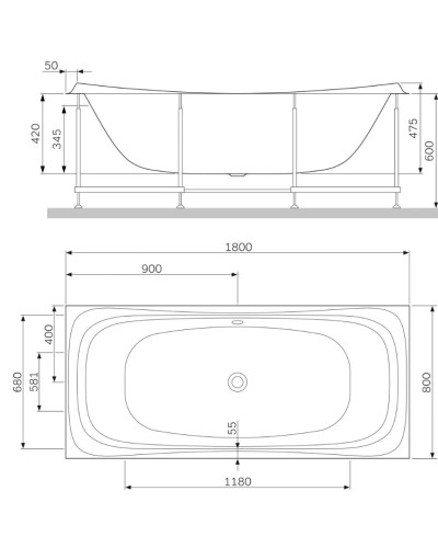 Панель фронтальная 180 см Am.Pm Sensation W30A-180-080W-P