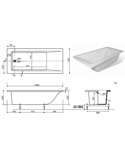 Панель фронтальная 160 см Эстет Дельта FP00001249